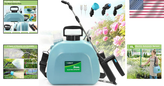 Lightweight 2-Gallon Electric Sprayer with 3 Nozzles – Ideal for Home Gardening