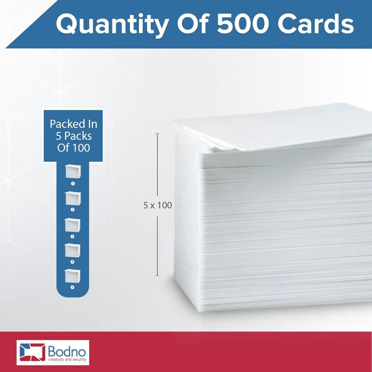 500-Pack Premium Graphic Quality PVC ID Cards - Perfect for All Printers
