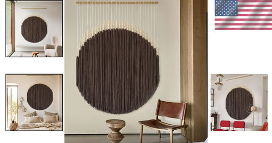 Exquisite Brown Macrame Tapestry with Beaded Detail - Art for Every Space