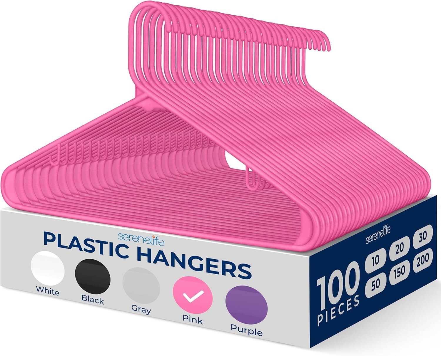 Organize with 100 Non-Slip Triangle Plastic Hangers, Pink, for Every Garment