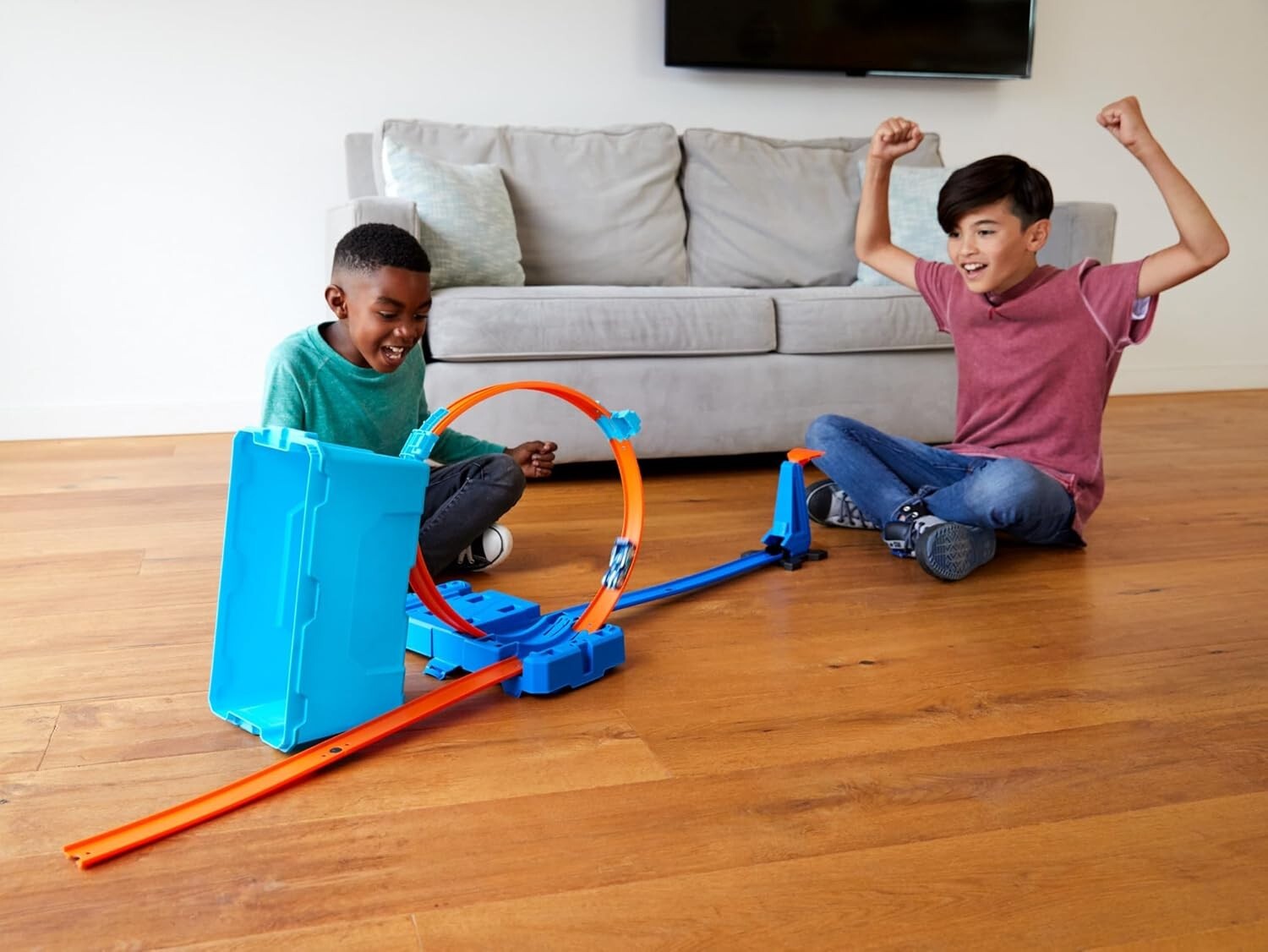 10 ft Track Builder Set with Launcher, Vehicle, and Scoring Buckets Included