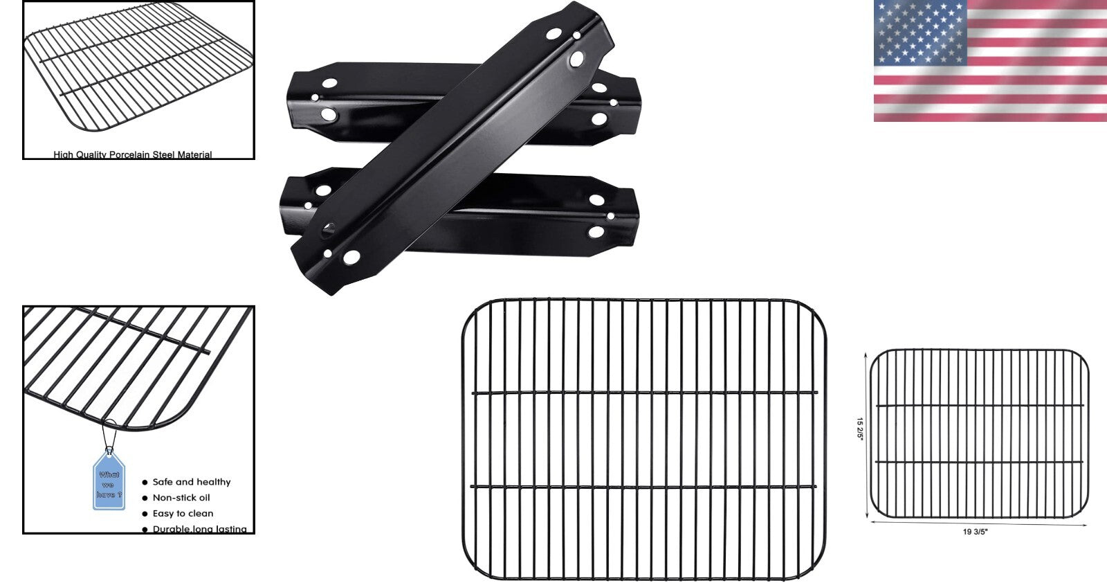 Durable Porcelain Steel Cooking Grates and Heat Plates for Dyna-Glo Grill Models