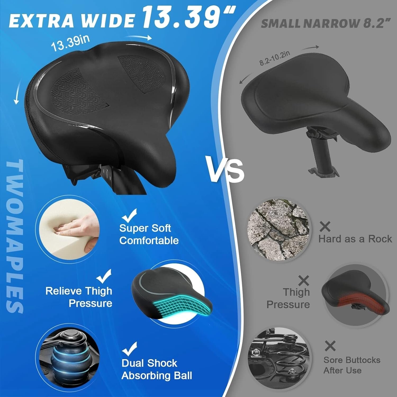 Premium Extra Comfort Bike Seat for Mountain & Stationary Bikes - Easy Install