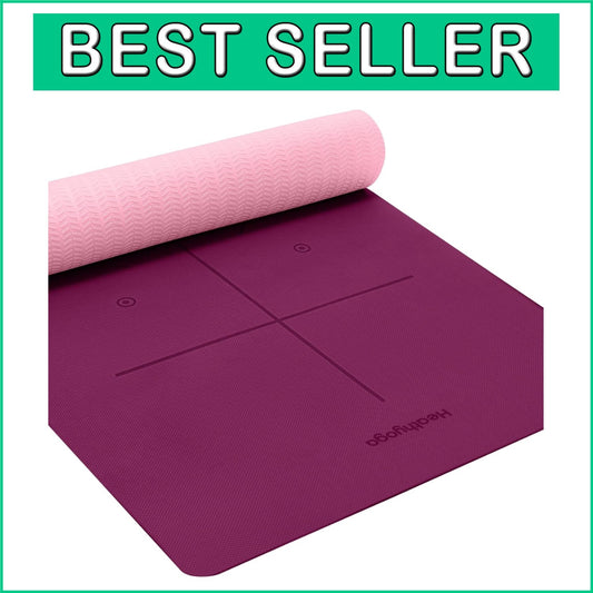 Eco-Friendly Non-Slip Yoga Mat 72"x26" with Alignment System - Comfort & Style