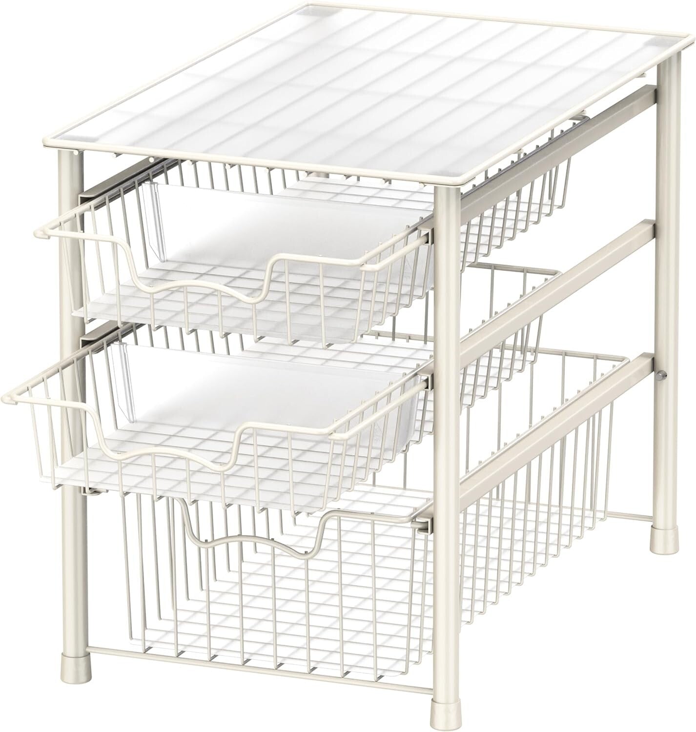 Stylish White 3-Tier Sliding Basket Drawer – Perfect for Maximizing Small Areas