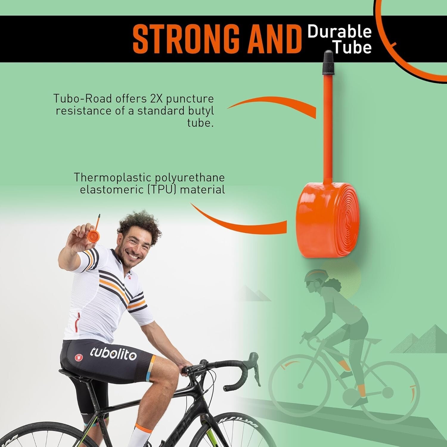 High-Performance 700C TPU Bike Tube with Double Puncture Protection - Pack of 2