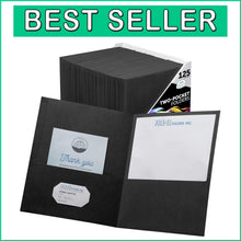 Load image into Gallery viewer, Durable Black Two-Pocket Folders - 125 Count, Perfect for School and Office Use