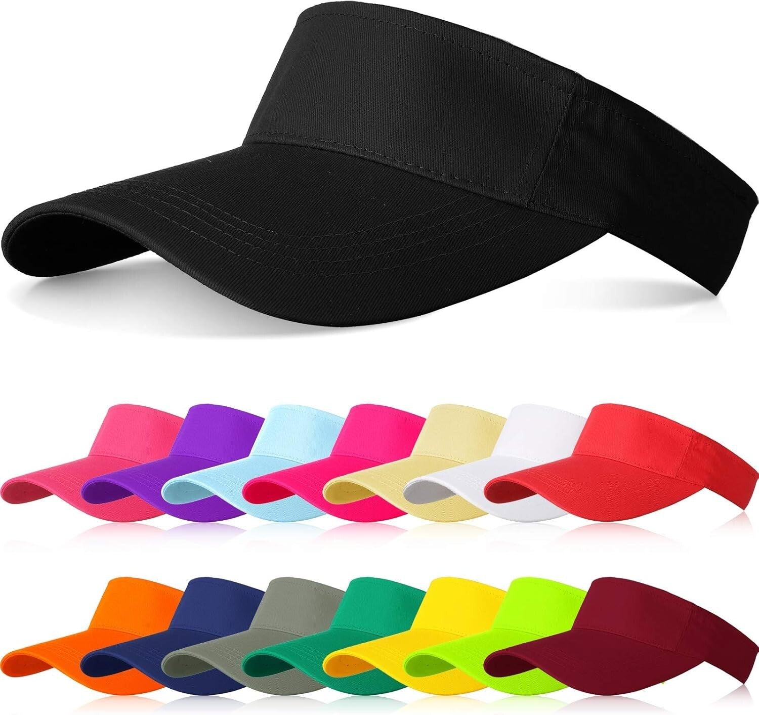 15-Pack Stylish Sun Visor Hats with Adjustable Fit - Perfect for Outdoor Sports
