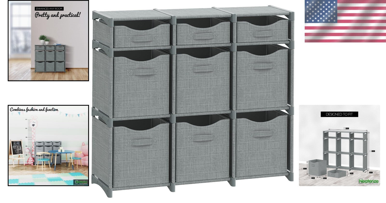 Functional Light Grey 9 Cube Organizer with Easy Assembly - Perfect for Any Room