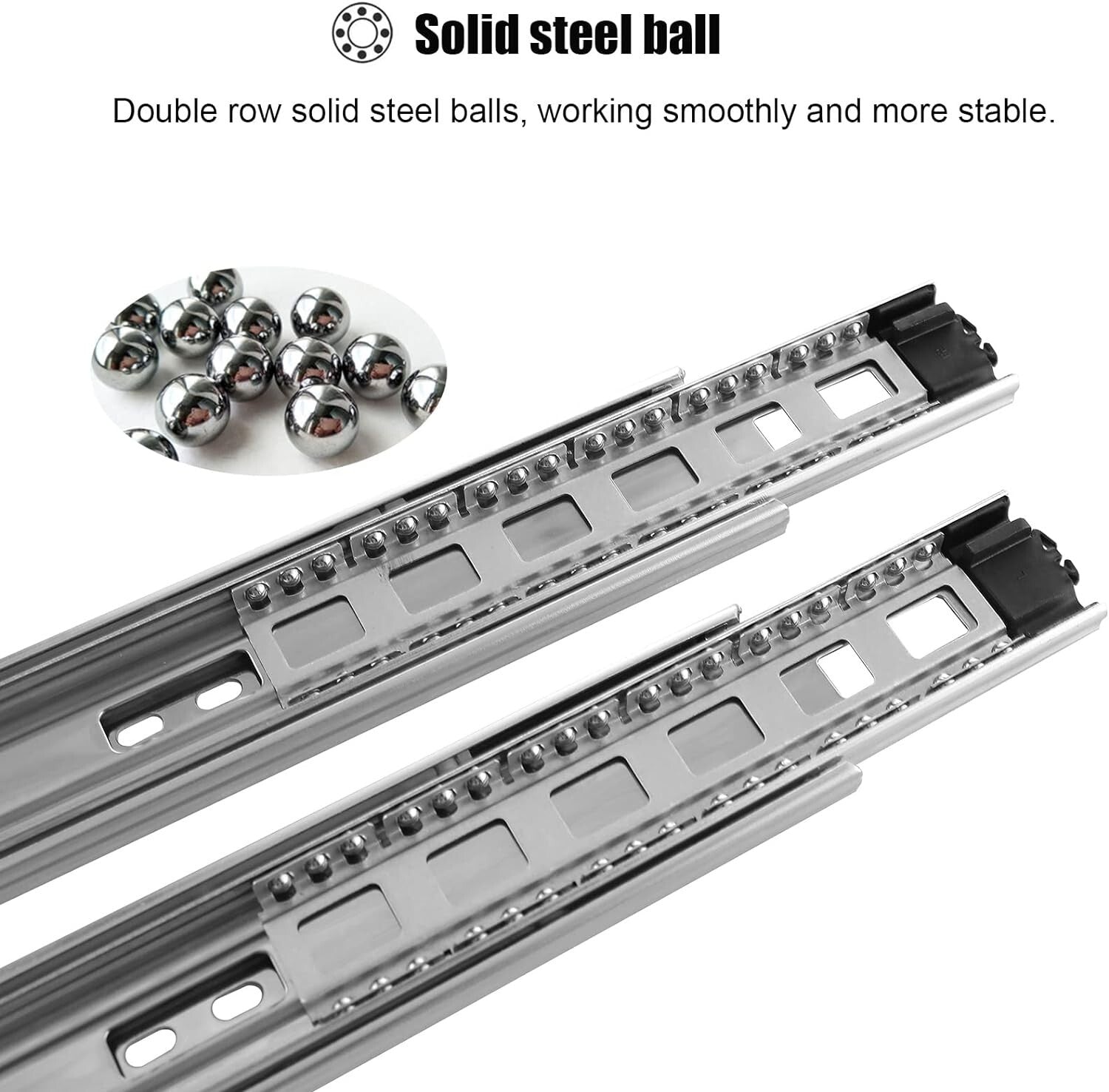 Durable 16 Inch Drawer Slides (10 Pairs) - Smooth Full Extension, Zinc Finish