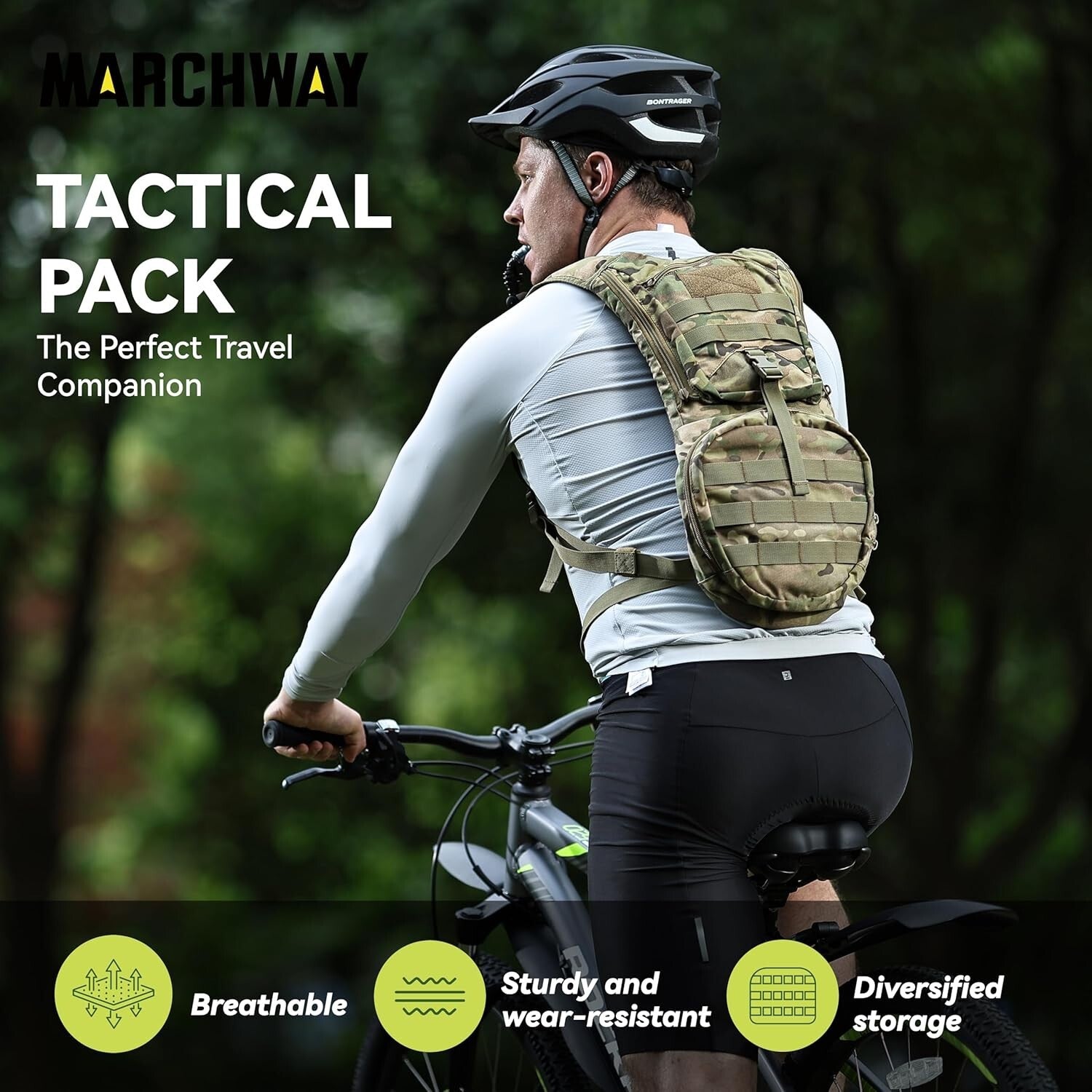 3L Tactical Hydration Pack - High-Durability Nylon Daypack for Hiking & Biking