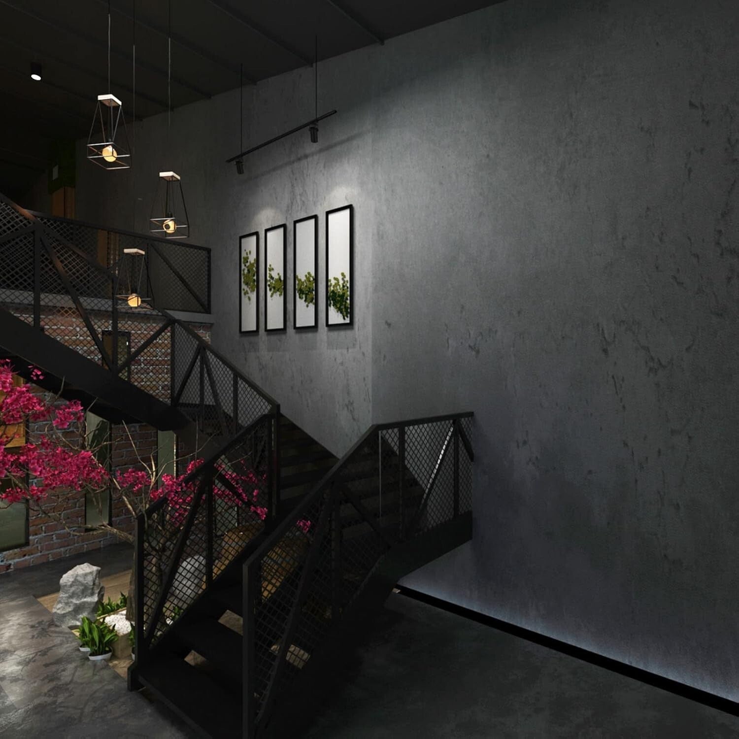 Textured Darker Grey Concrete Wallpaper 16"×1181" - Perfect for Bedroom & Gym