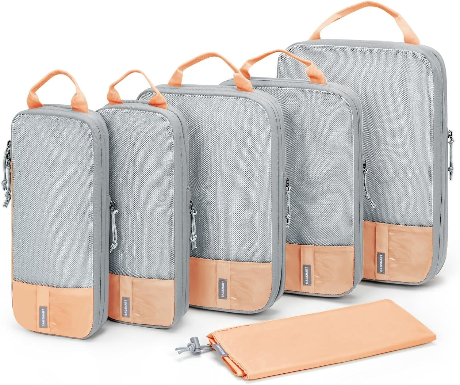 6 Set Compression Packing Cubes - Lightweight Luggage Organizer in Sunny Coral