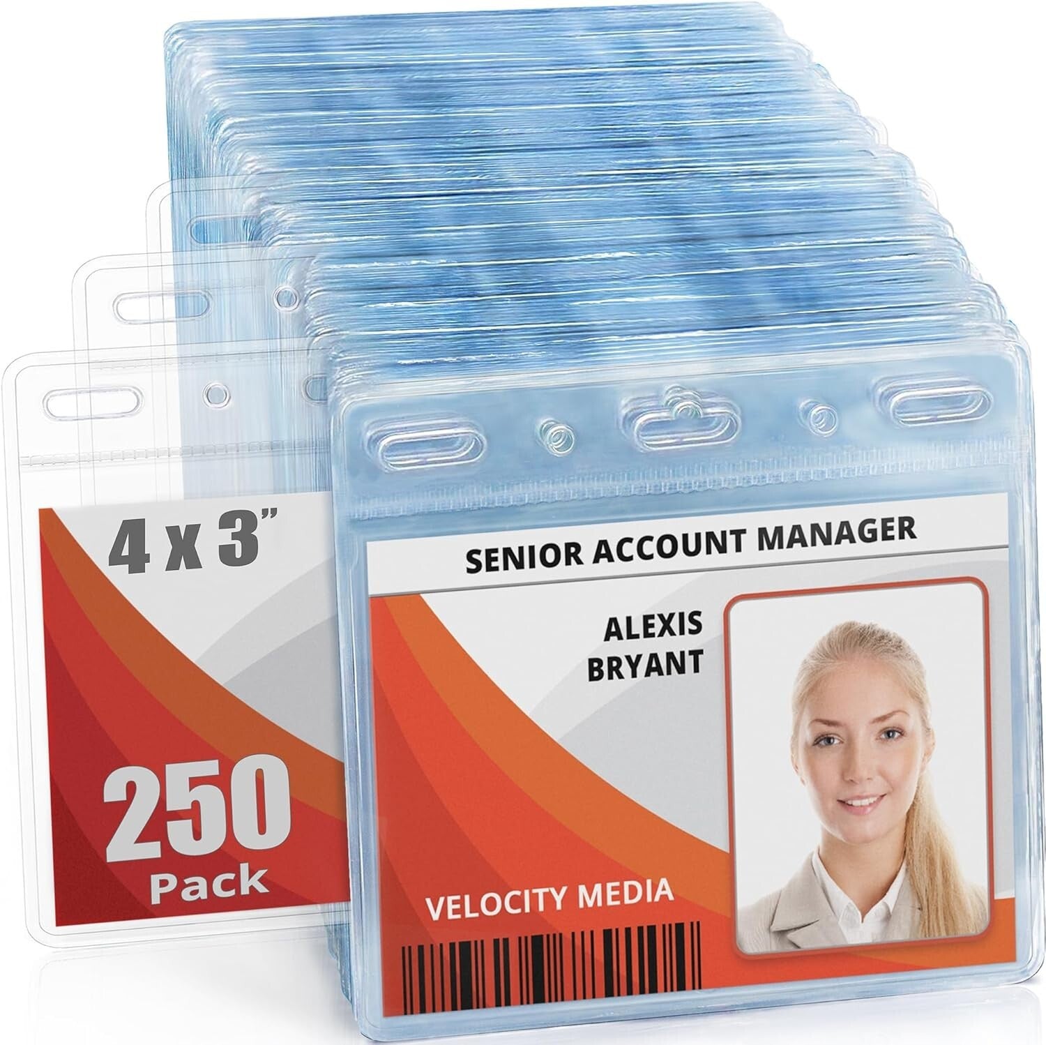 Bulk 250 Clear 4x3 Inch ID Badge Holders - Fast Loading & Durable Protection
