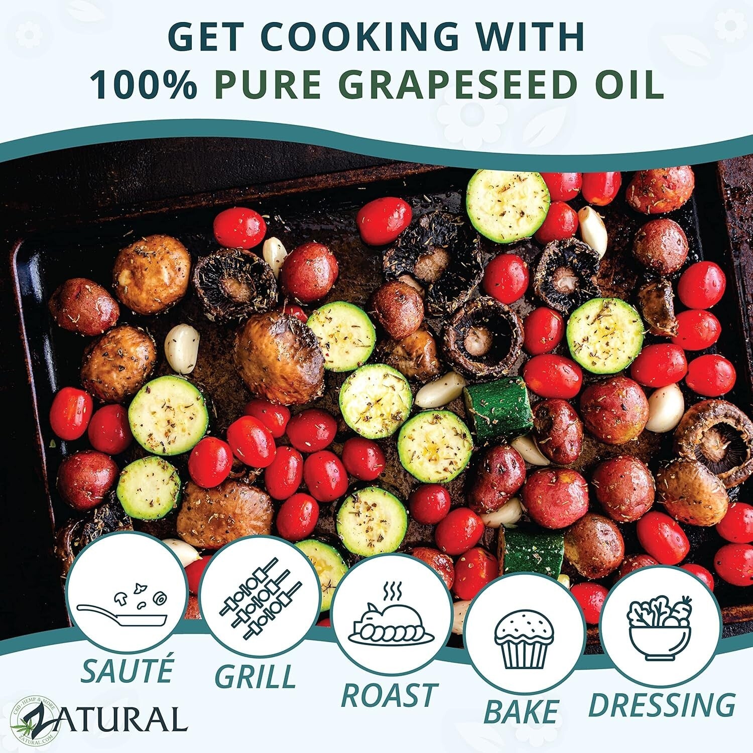 Antioxidant-Rich Cold Pressed Grapeseed Oil for Cooking & Skin Care, 1 Gallon