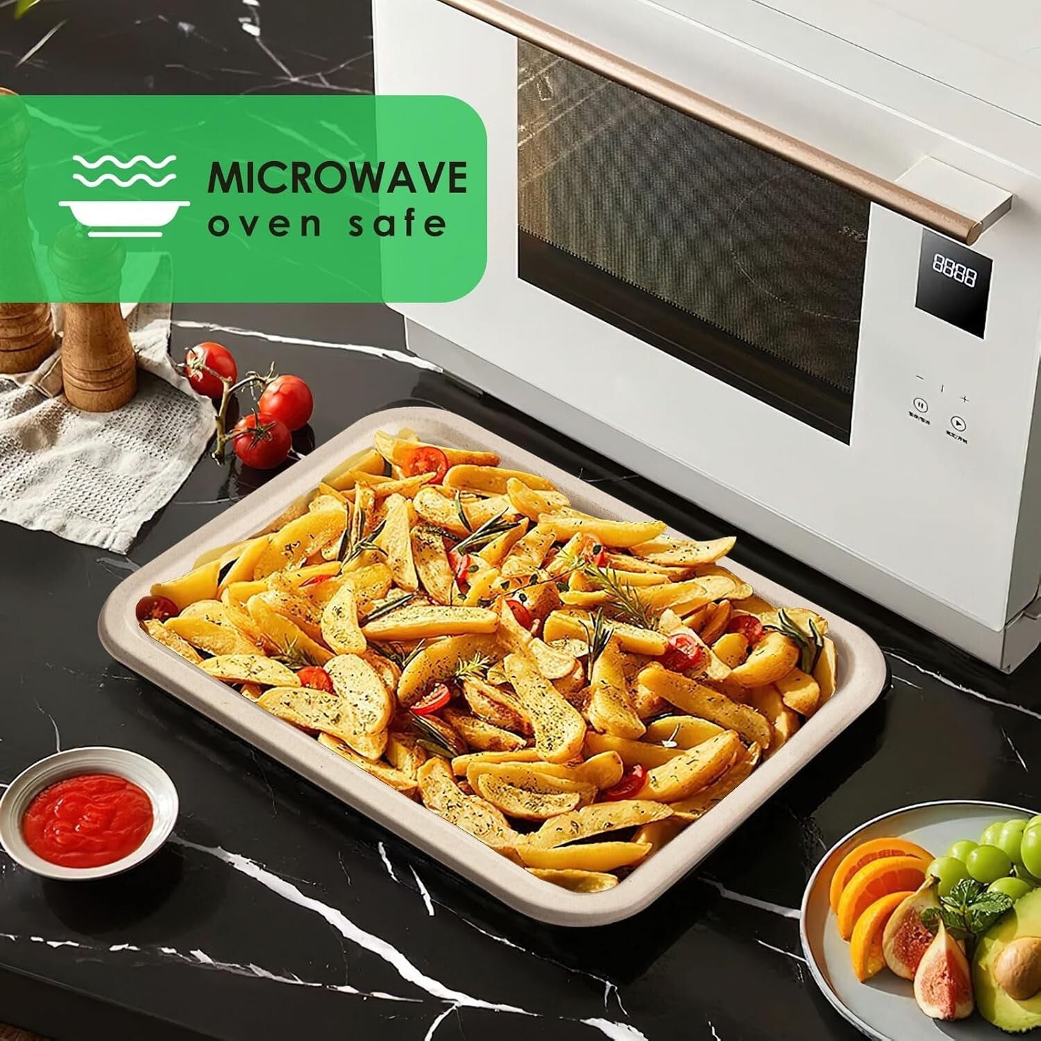 Heavy-Duty 14 Inch Compostable Food Trays - 100 Pack Natural Sugarcane Plates