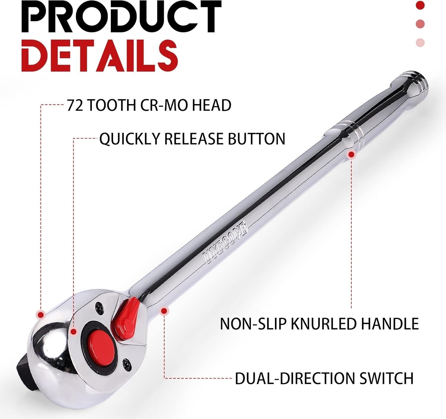 24-Inch Mechanic's Socket Wrench – 1/2-Inch Drive with Quick-Release Cr-Mo Head