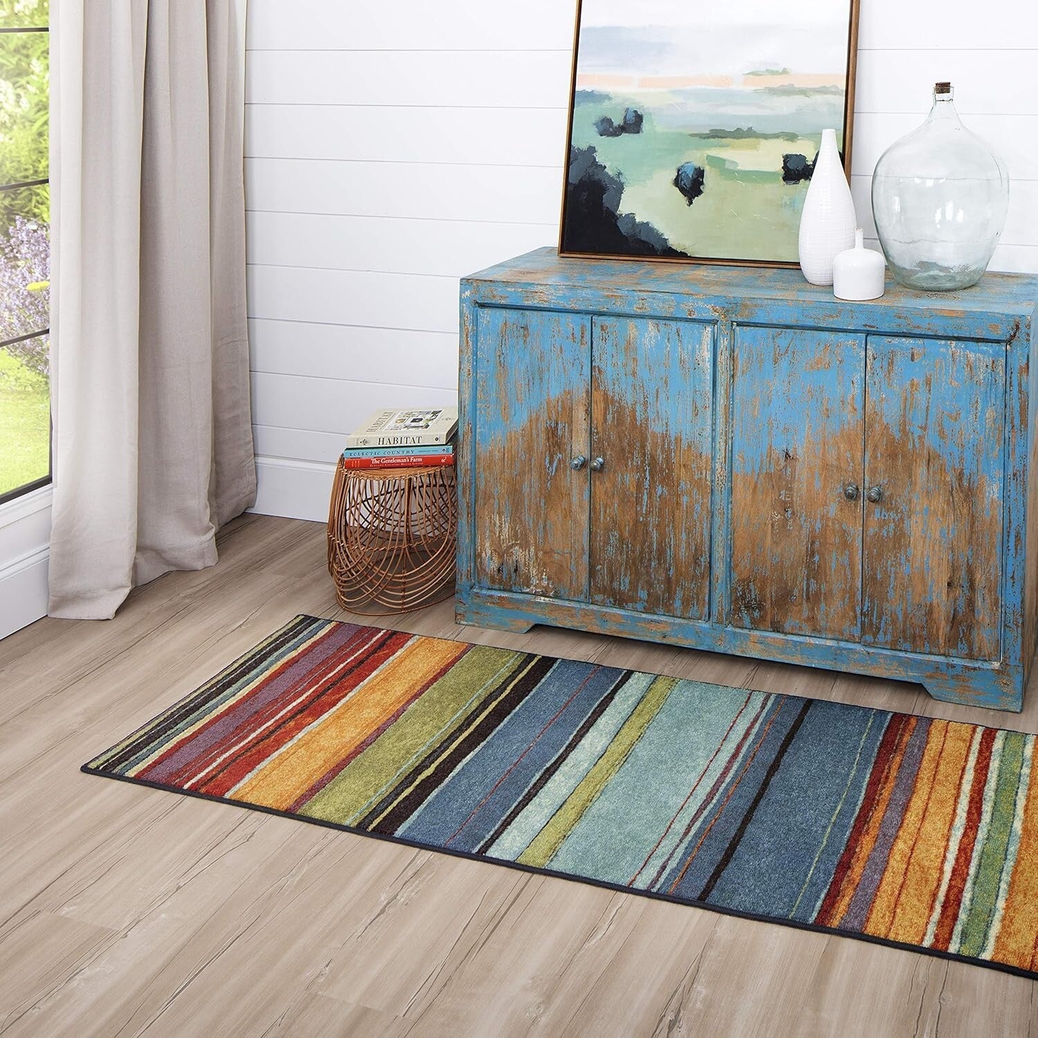 Elegant and Functional 2' x 8' Stain Resistant Stripe Area Rug for Living Spaces