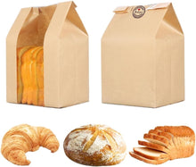 Load image into Gallery viewer, 200-Pack Large Kraft Paper Bakery Bags with Window for Stylish Bread Storage
