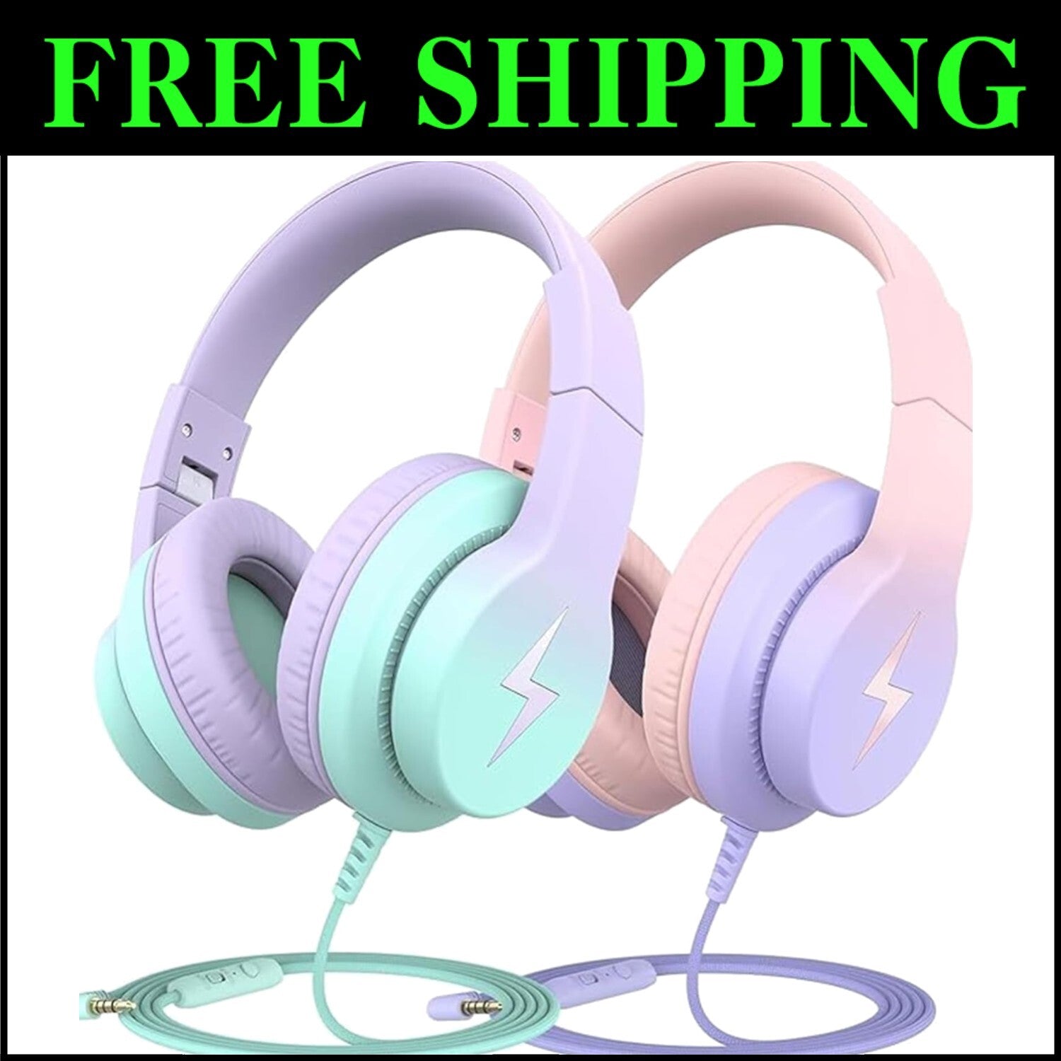 Wired Kids Headphones with Volume Limiter & Adjustable Fit - Foldable Design