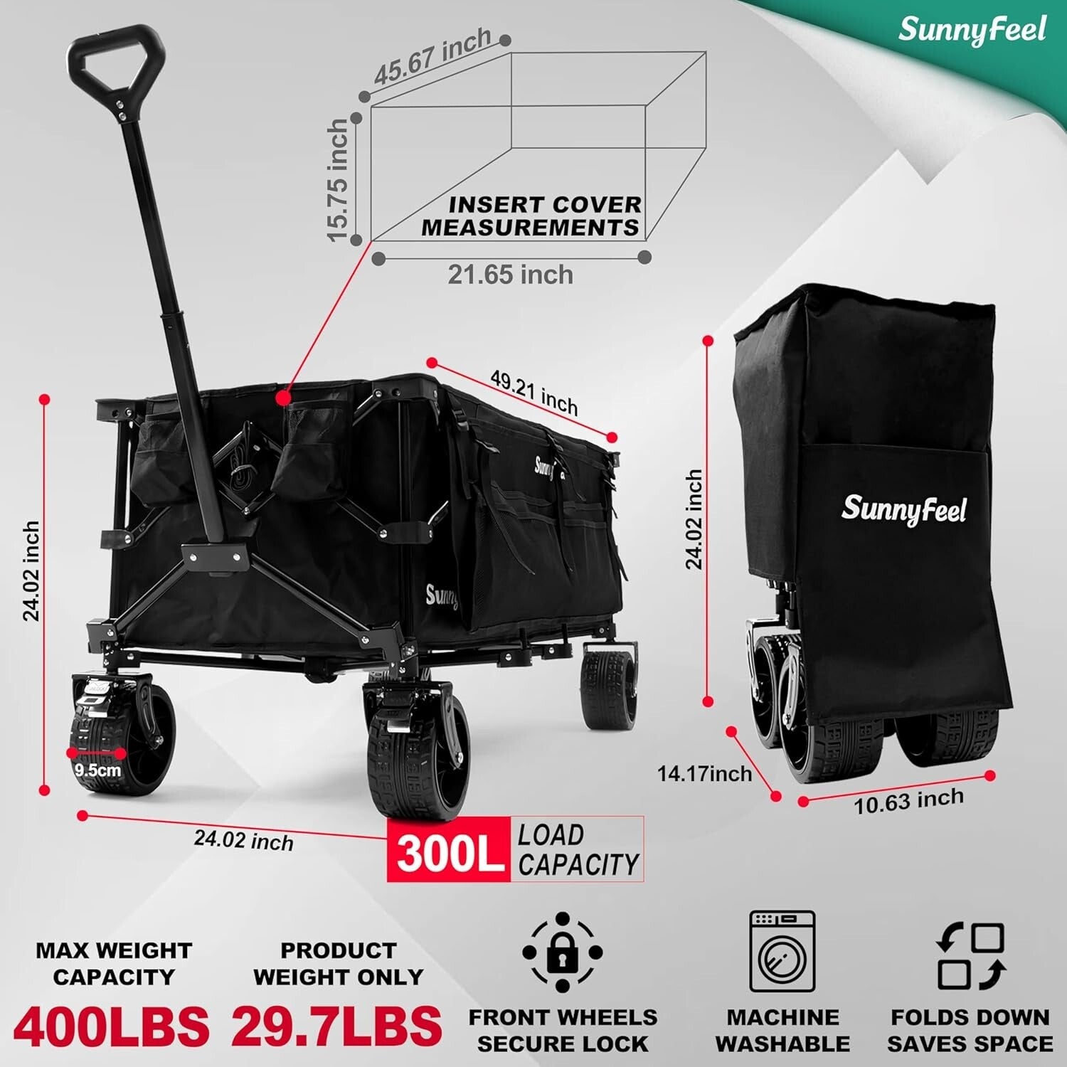 49'' Heavy-Duty Wagon Cart with All-Terrain Wheels - Perfect for Garden & Sports