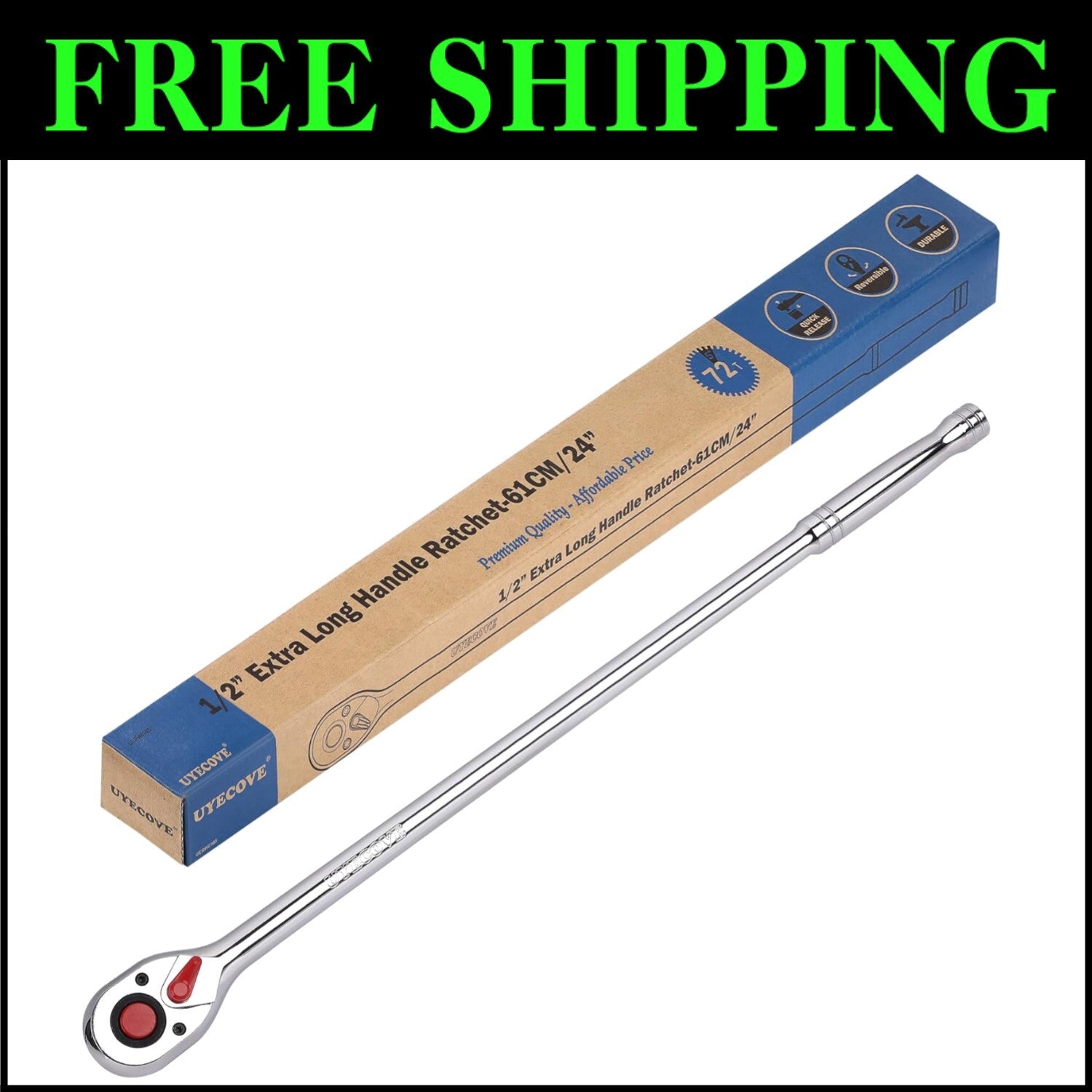 24-Inch Mechanic's Socket Wrench – 1/2-Inch Drive with Quick-Release Cr-Mo Head