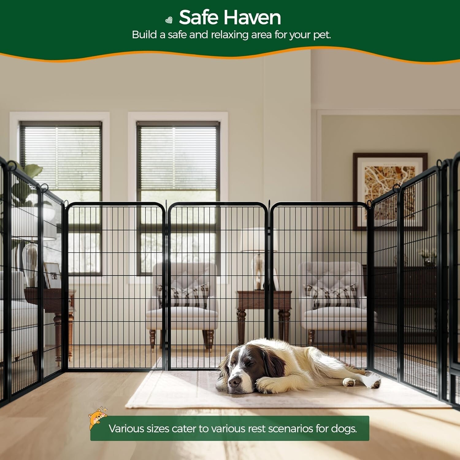Expandable 47-Inch Dog Playpen with Flexible Shape Options for Indoor/Outdoor