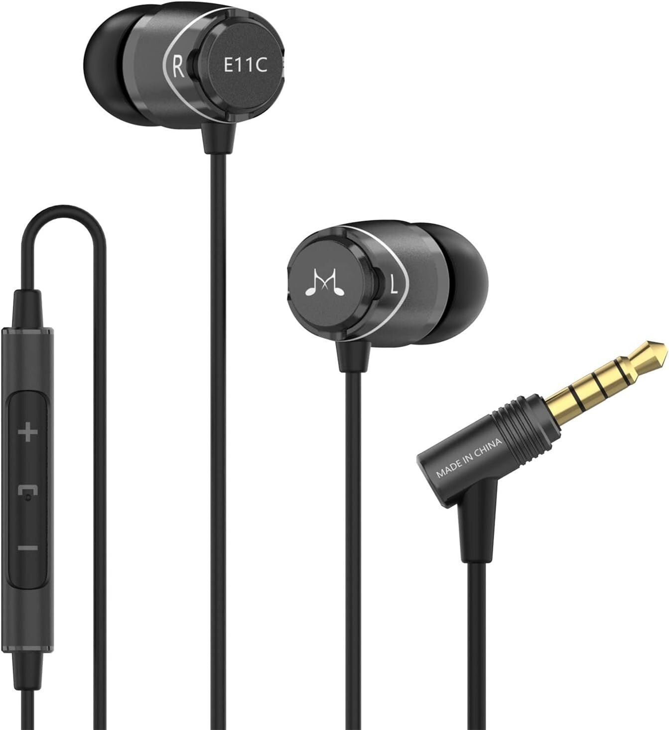 HiFi Stereo Wired Earbuds with Microphone - Elegant Black Noise Isolating Sound
