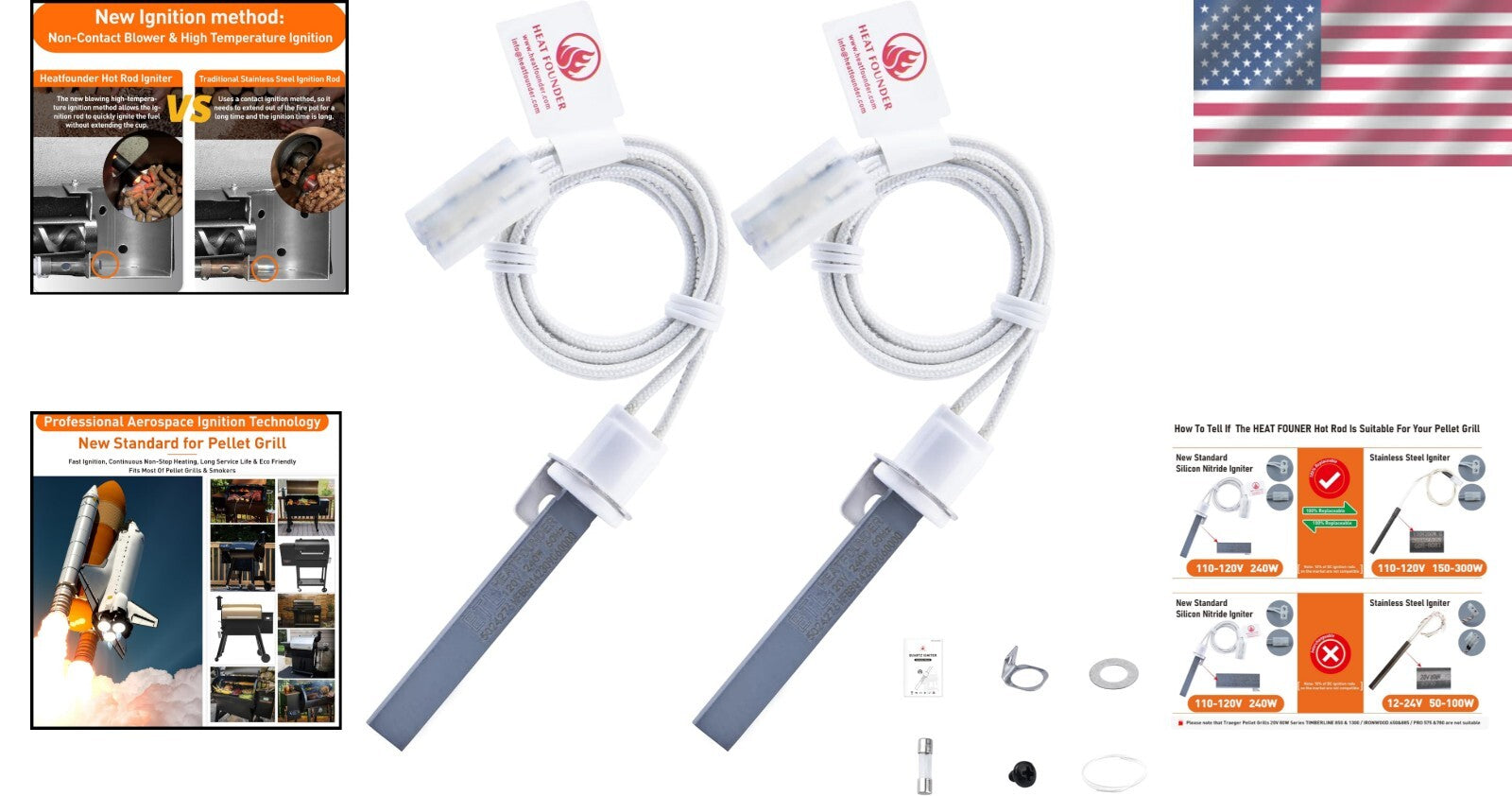 Durable Hot Rod Igniter - 90 Second Ignition for Pit Boss & Other Pellet Grills