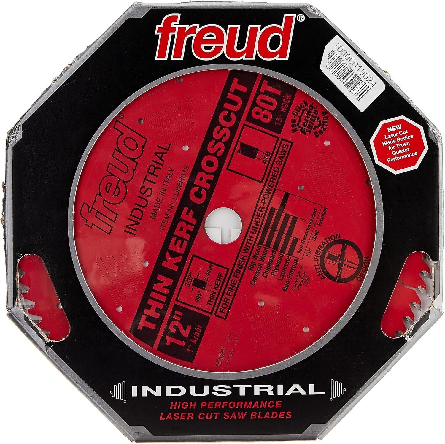 Professional 12-Inch Thin Kerf Saw Blade - 80 Teeth with Non-Stick Finish