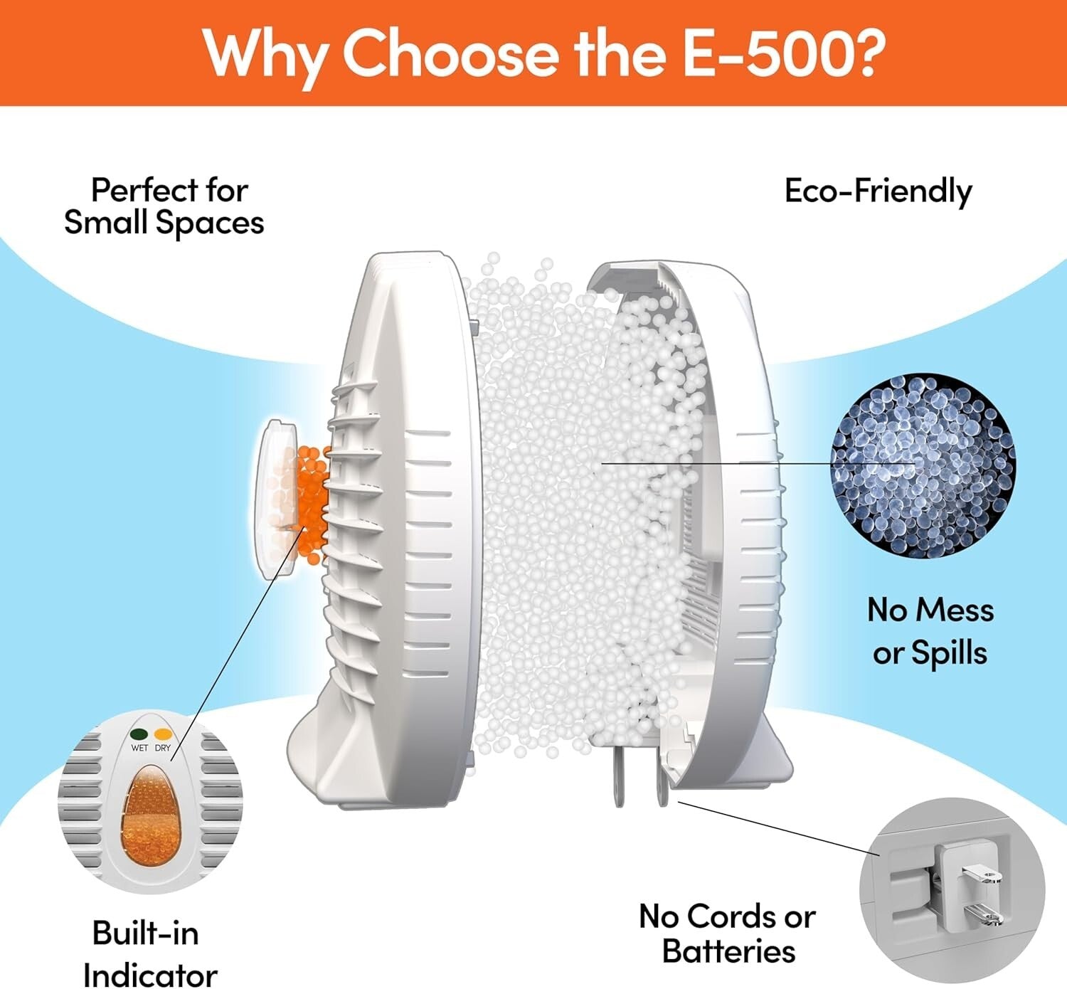 E-500 Wireless Dehumidifier - Long-lasting Moisture Control for Gun Safes & RVs