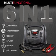Load image into Gallery viewer, Compact 6-in-1 Jump Starter &amp; Power Station - Perfect for Vehicles, Camping