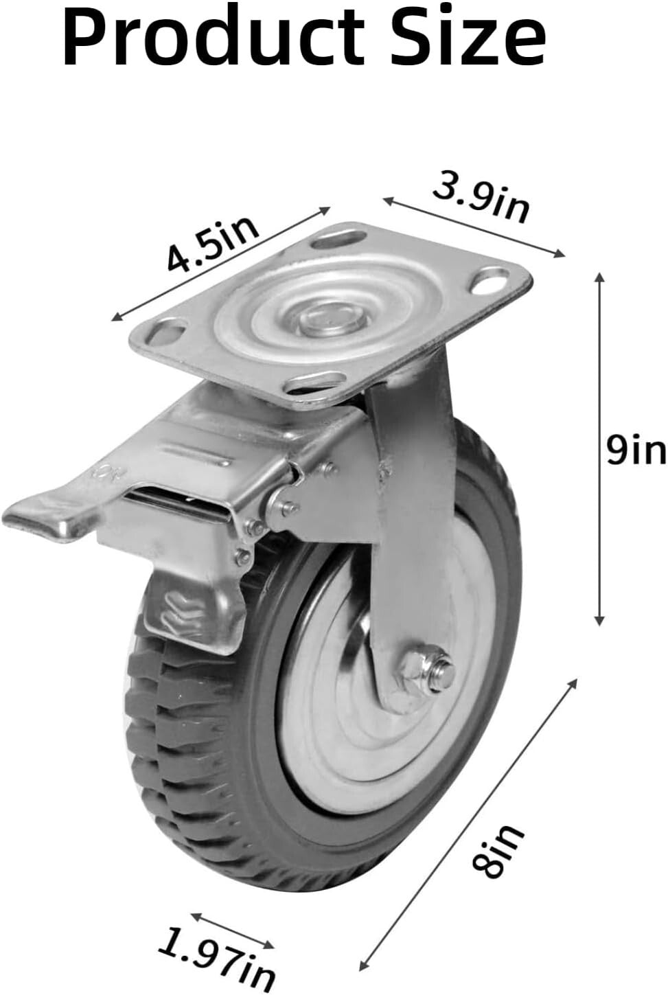 Durable 8 Inch Swivel Casters with 360° Ball Bearing - Locking & Non-Locking Set