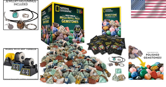 Educational Rock Tumbler Refill Kit - 3lbs Rough Stones & Crafting Supplies