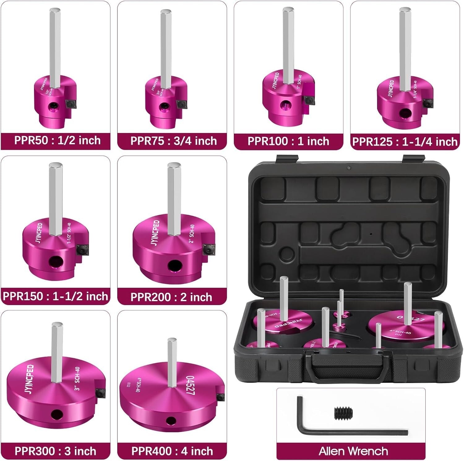 8-Pc PVC Pipe Reamer Kit - Professional Fitting Savers for Seamless Plumbing