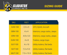Load image into Gallery viewer, Gladiator Heavy-Duty Trailer Cargo Net - 7.3' x 13.3' - Certified Safety Design