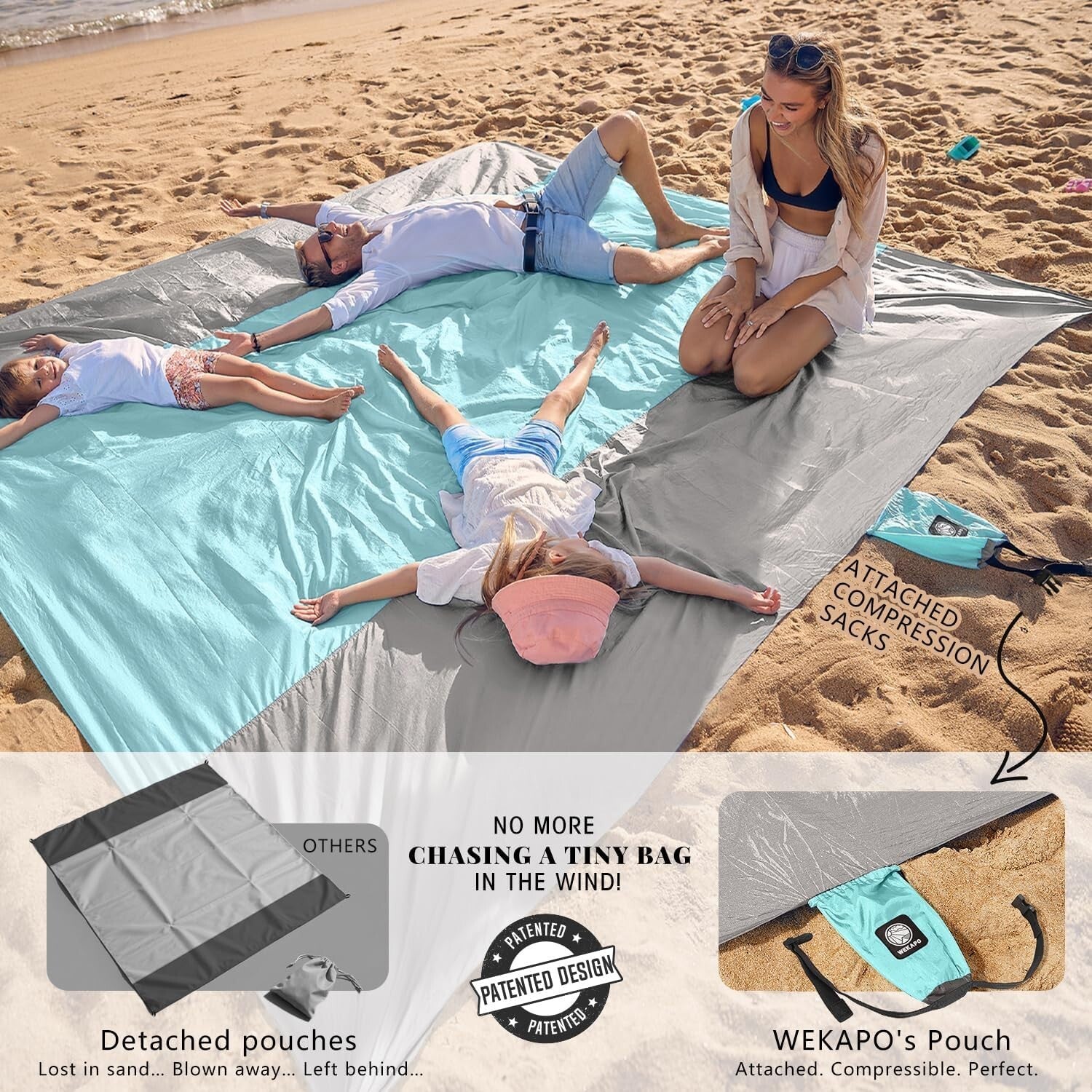 9x7 FT Sand-Free Beach Blanket - Waterproof, Lightweight, Perfect for Summer
