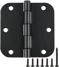 Load image into Gallery viewer, Bulk 108 Pack Matte Black Rounded Door Hinges 3.5 Inch with Installation Screws