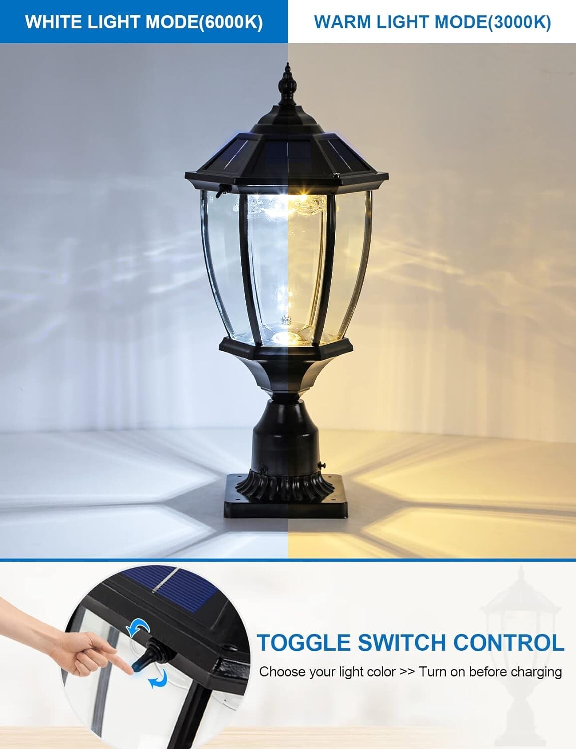 Elegant Solar Lamp Post Light with Dual Color for Patio & Garden Ambiance