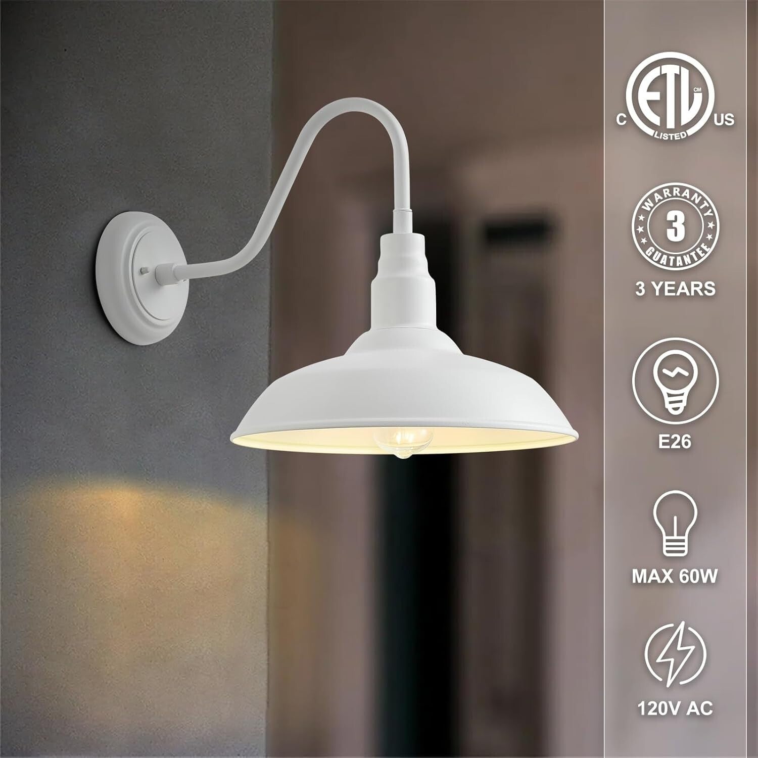 14-Inch Gooseneck Barn Light Fixture – Waterproof Sconce for Porch & Garage