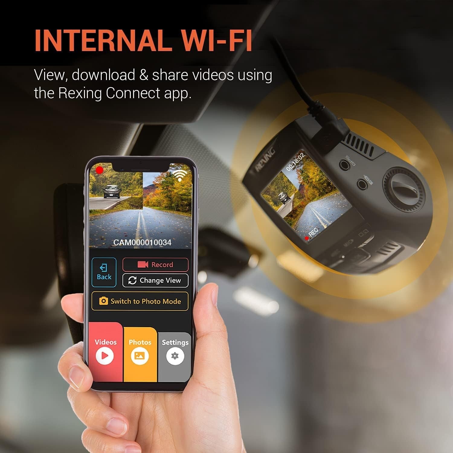 4K Front & Rear Dash Cam with Mobile App Control, 170° Wide View & Night Vision