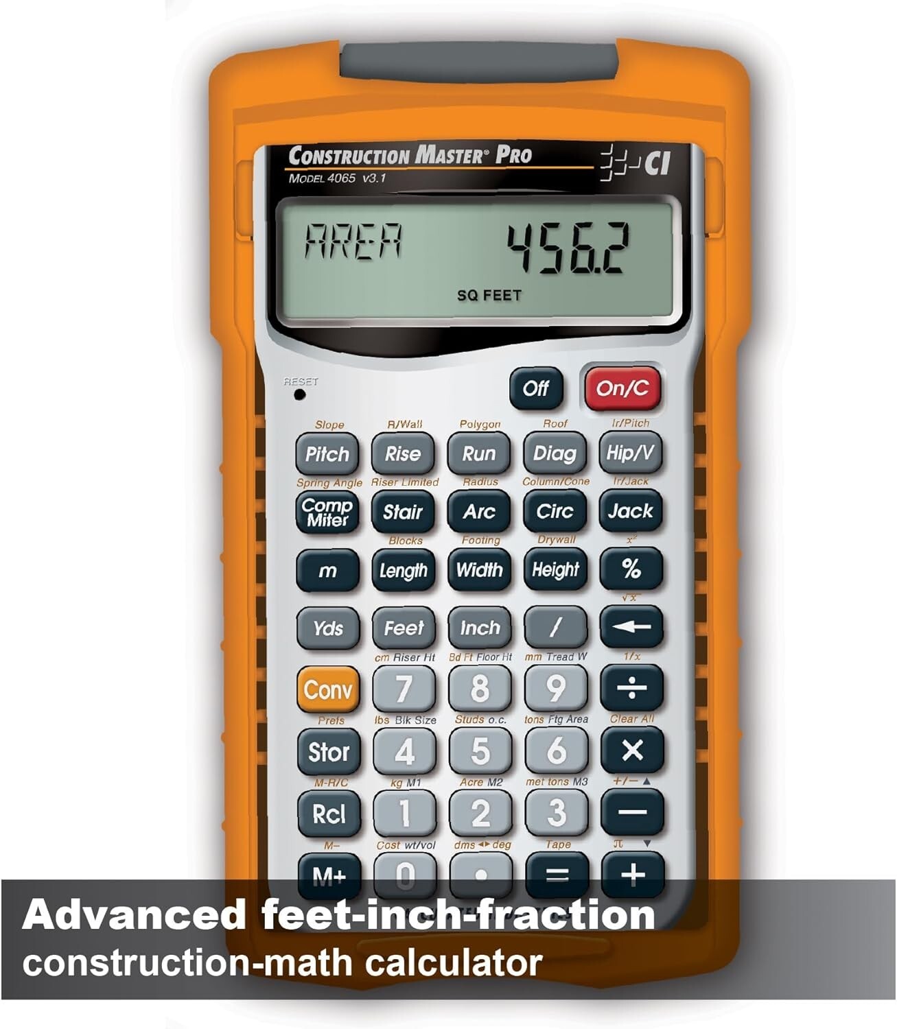 Professional Construction Math Calculator - Feet-Inch-Fraction Conversion Tool