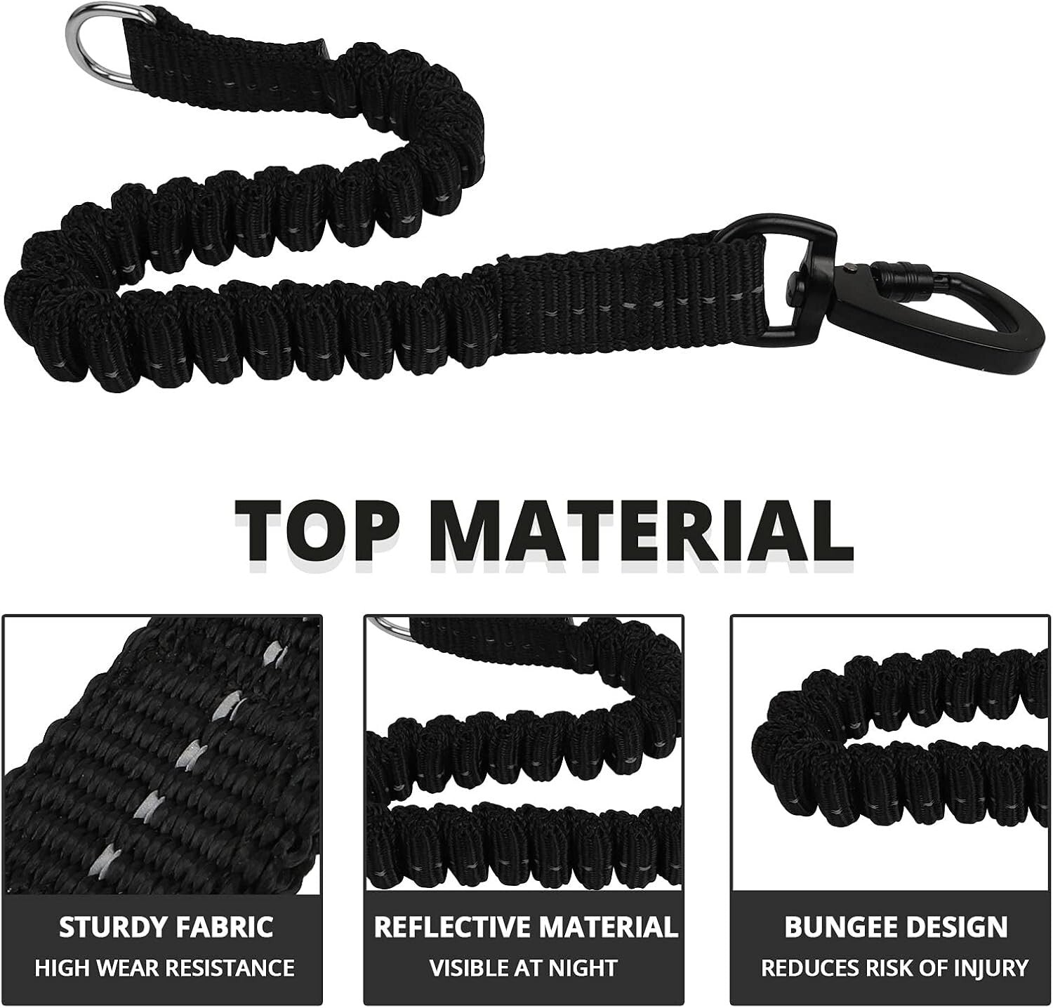 Reflective Long Dog Leash 100 FT - Bungee Safety & Comfort Padded Handle