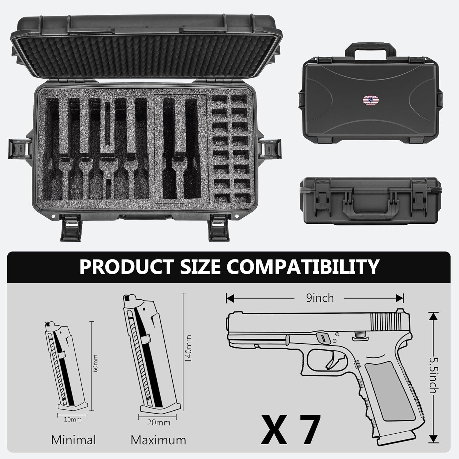 Lightweight ABS Hard Pistol Carrier with Desiccant for Safe Storage & Travel