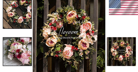 Durable 15.5''-16'' Flower Wreath - Elegant Spring and Summer Door Accessory