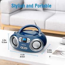 Load image into Gallery viewer, Stylish Portable Boombox with FM Stereo, Bluetooth, and USB - Blue Jay Edition