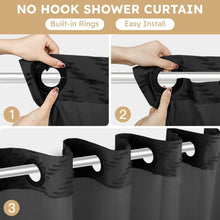 Load image into Gallery viewer, Modern Tufted Chevron Shower Curtain with Snap-on Liner, Black &amp; Light-Filtering
