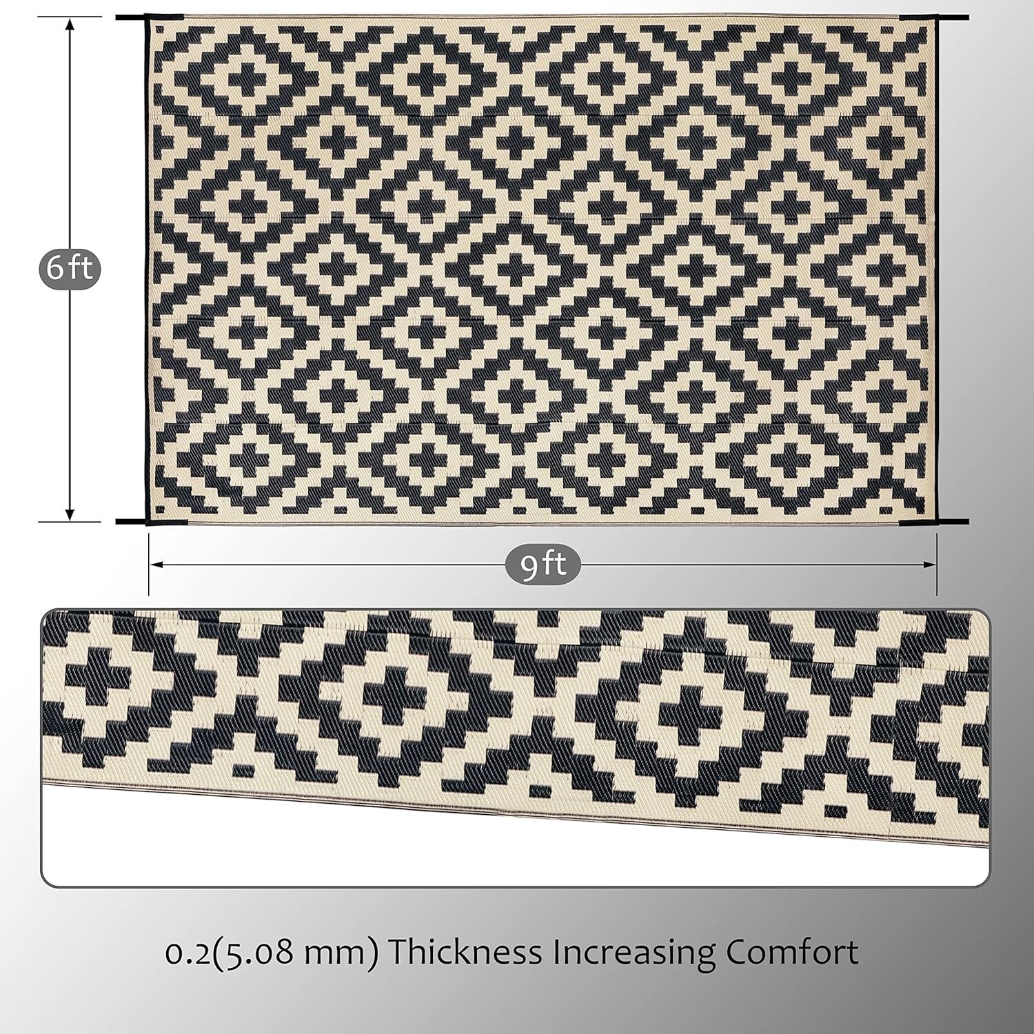 Elegant 6' x 9' Plastic Straw Rug - Reversible for Backyard and Outdoor Spaces