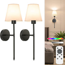 Load image into Gallery viewer, Customizable Battery-Powered Wall Sconces Set of 2 - 10 Colors + Timer Feature