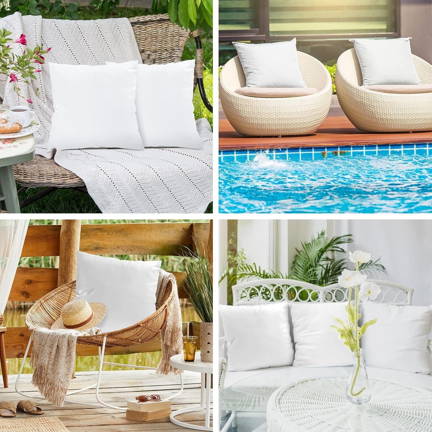 Decorative 24x24 Outdoor Pillow Inserts - 4 Pack Microfiber for Style & Comfort